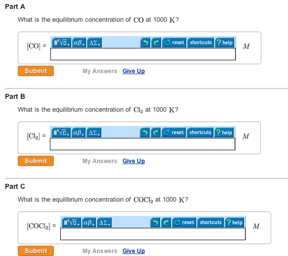 Solved For the following reaction, Kc = 255 at 1000 K