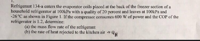 Solved Refrigerant 134-a enters the evaporator coils placed | Chegg.com