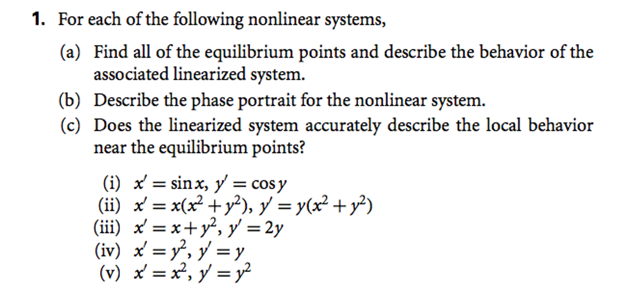 Solved For Each Of The Following Nonlinear Systems, (a) Find | Chegg.com