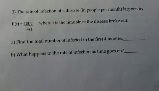 Solved The rate of infection of a disease (in people per | Chegg.com