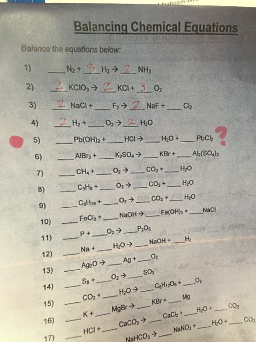 Solved Balance the equations below: | Chegg.com | Chegg.com