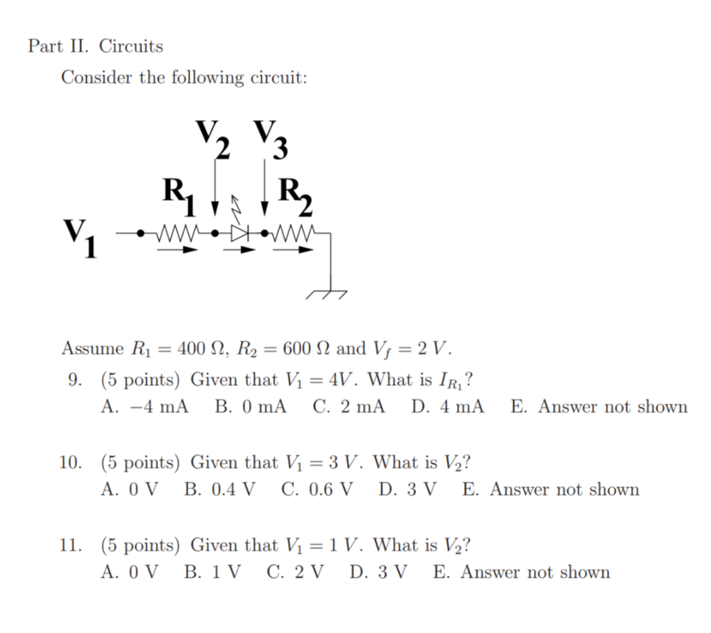 Solved Part II. Circuits Consider The Following Circuit: 3 | Chegg.com