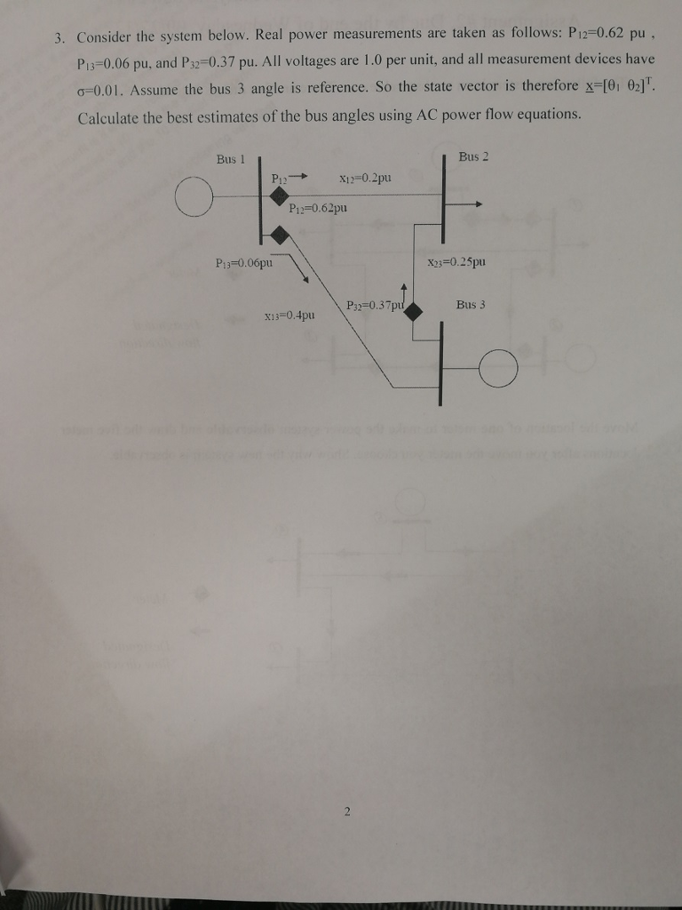 Solved 3. Consider the system below. Real power measurements | Chegg.com