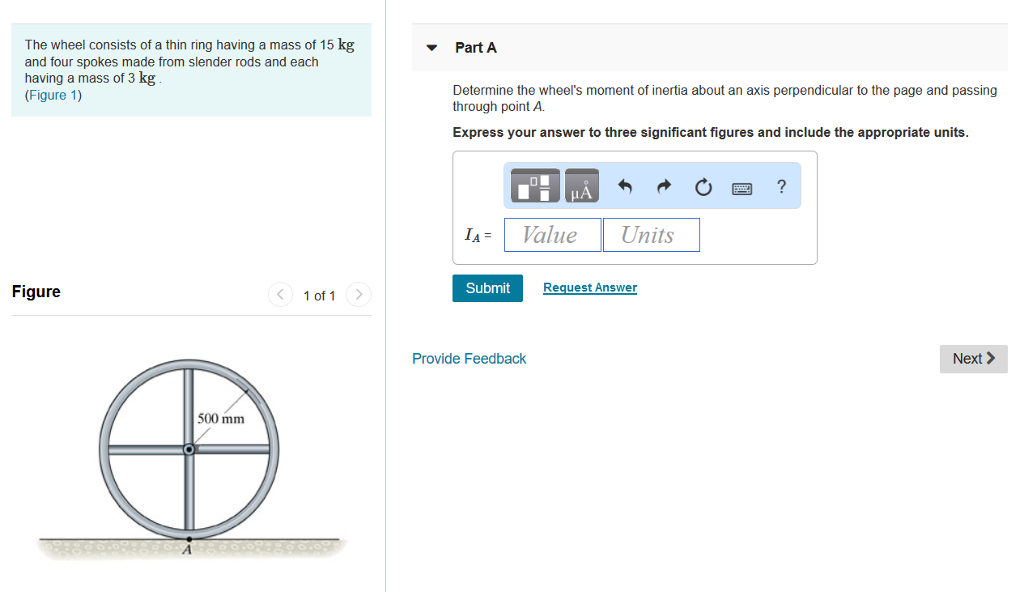 Solved The wheel consists of a thin ring having a mass of 15 | Chegg.com