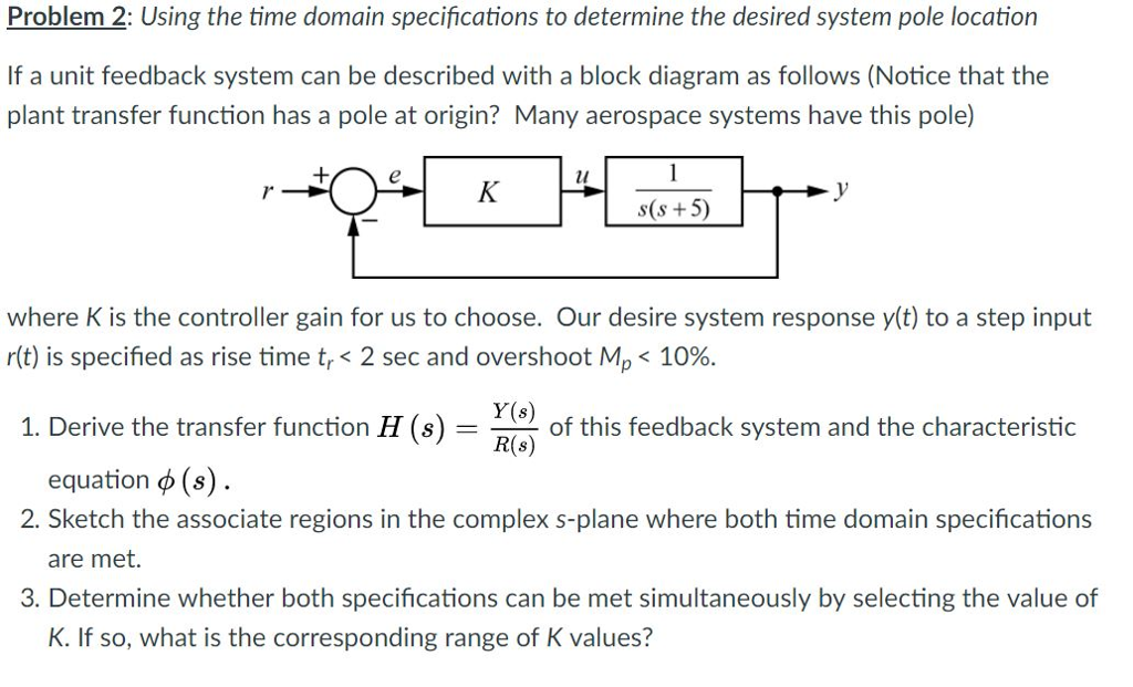 Solved Problem 2 Using the time domain specifications to