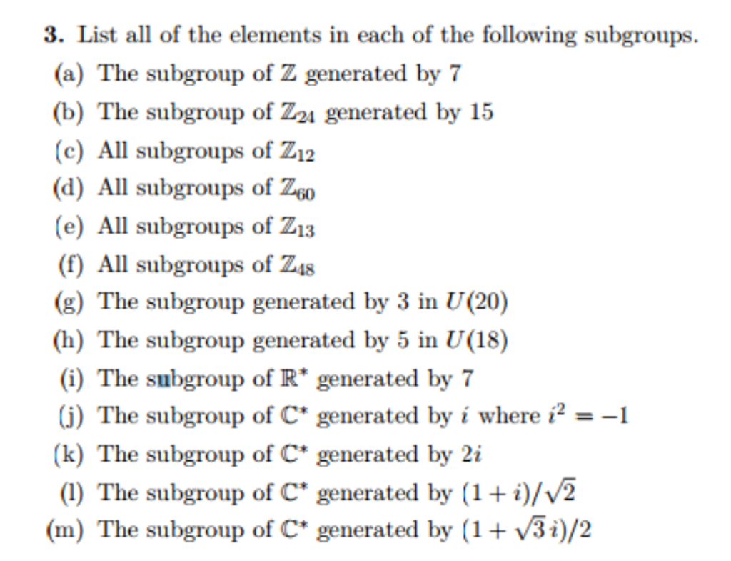 Solved List all of the elements in each of the following | Chegg.com