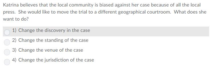 Solved Katrina believes that the local community is biased | Chegg.com