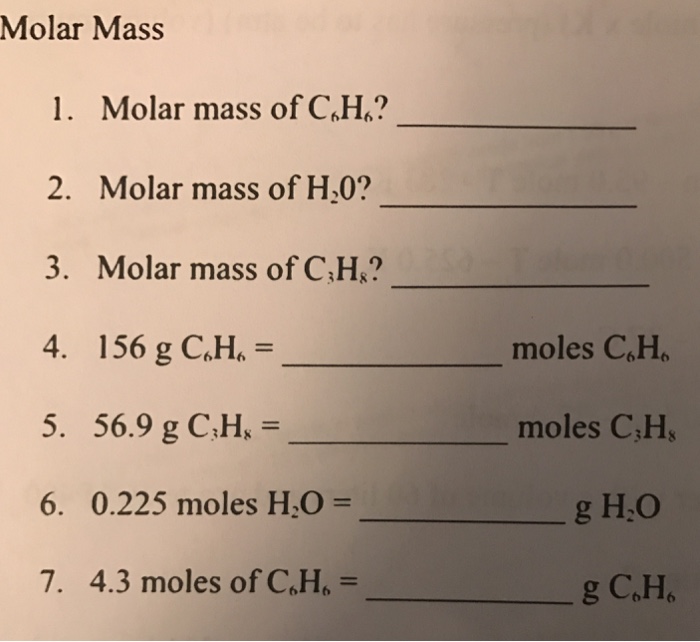 Solved moles of CSH g C H Mole to mole ohese will always