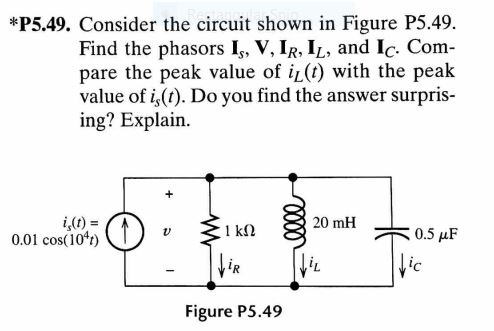 Solved Consider the circuit shown in Figure P5.49. Find the | Chegg.com