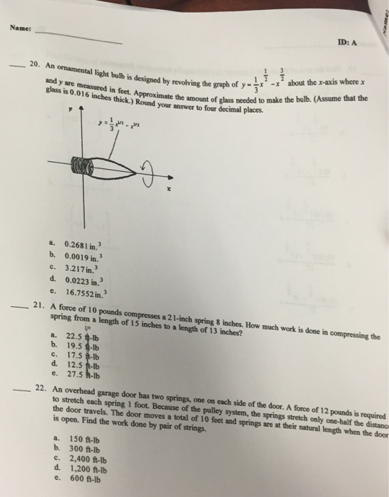 Solved An ornamental light bulb is designed by revolving