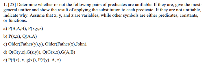 Solved 1. [25] Determine whether or not the following pairs | Chegg.com