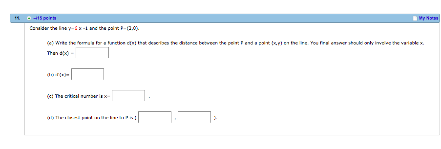 Solved 11. 115 points My Notes Consider the line y-6x-1 and | Chegg.com