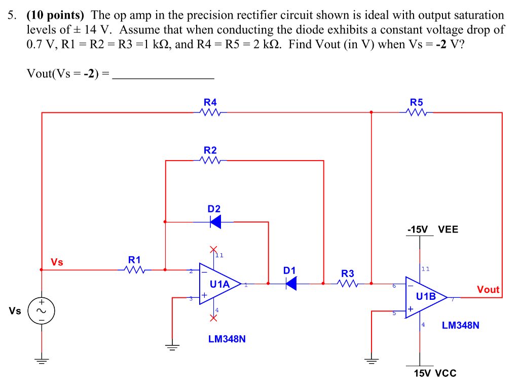 Solved The op amp in the precision rectifier circuit shown