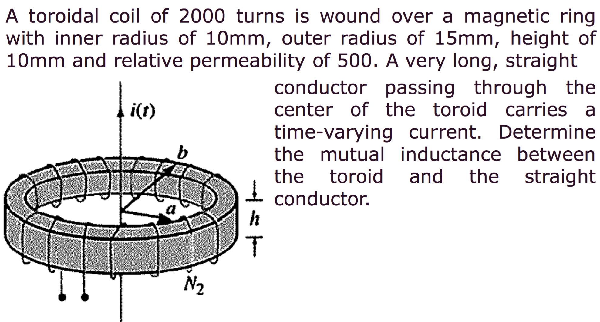 Solved A Toroidal Coil Of 2000 Turns Is Wound Over A Magn Chegg