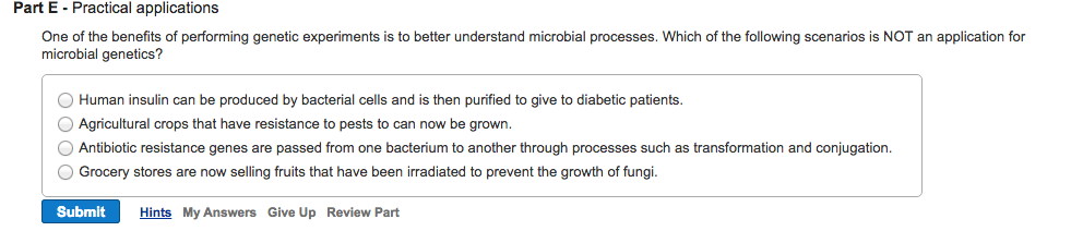 Solved One of the benefits of performing genetic experiments | Chegg.com