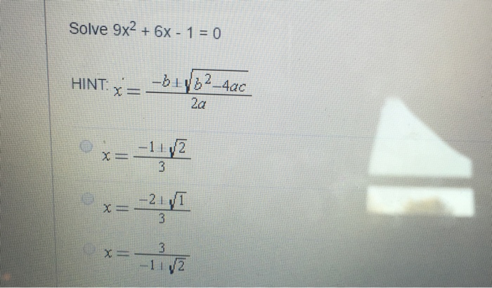 solved-solve-9x-2-6x-1-0-x-b-plusminus-squareroot-chegg