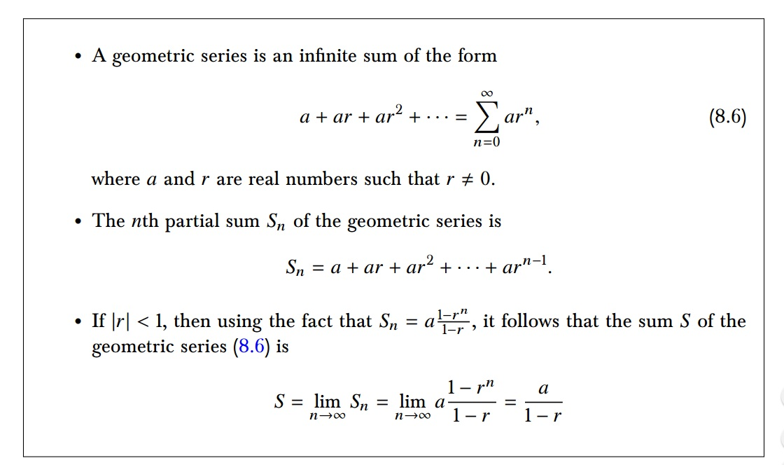 sum of geometric sequence in closed form