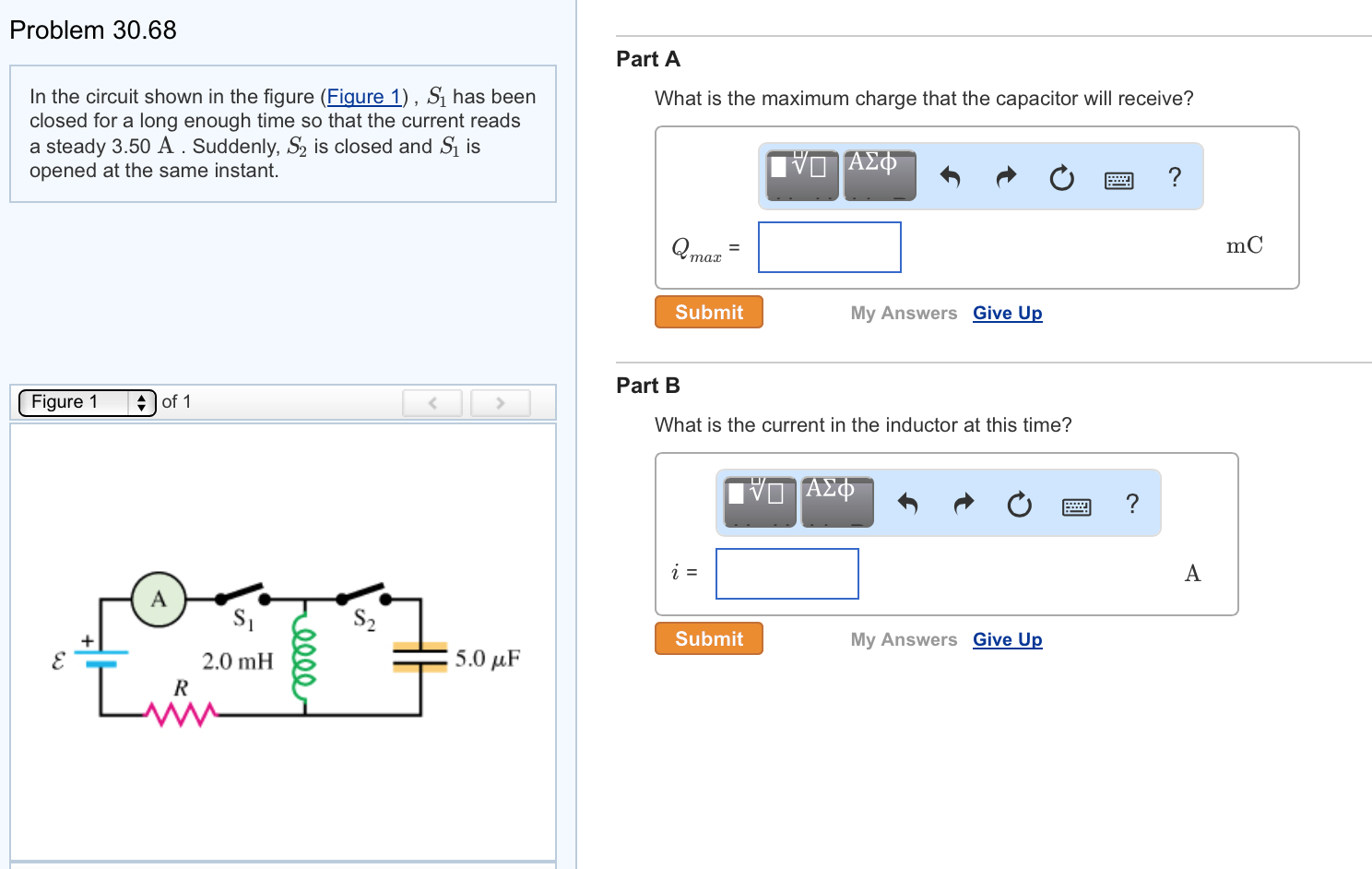 Solved Problem 30.68 In the circuit shown in the figure | Chegg.com