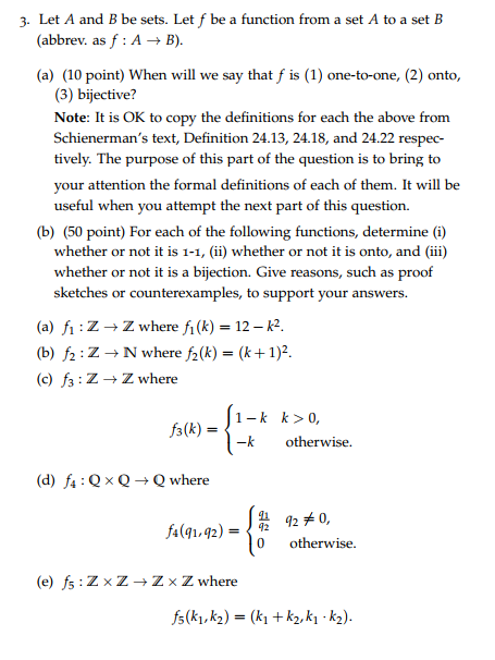 Solved 3. Let A And B Be Sets. Let F Be A Function From A | Chegg.com