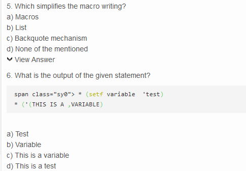 Solved 5. Which Simplifies The Macro Writing? A) Macros B) | Chegg.com