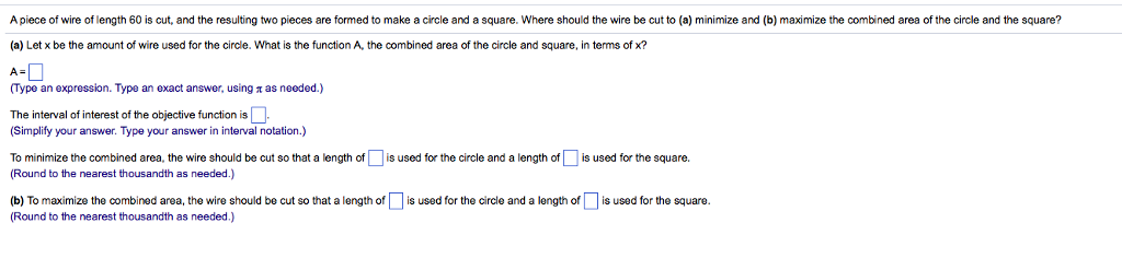 Solved A piece of wire of length 60 is cut, and the | Chegg.com