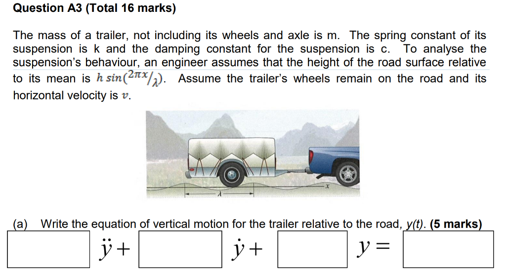 Trailer Math Solved Question A3 (Total 16 marks) The mass of a trailer, | Chegg.com
