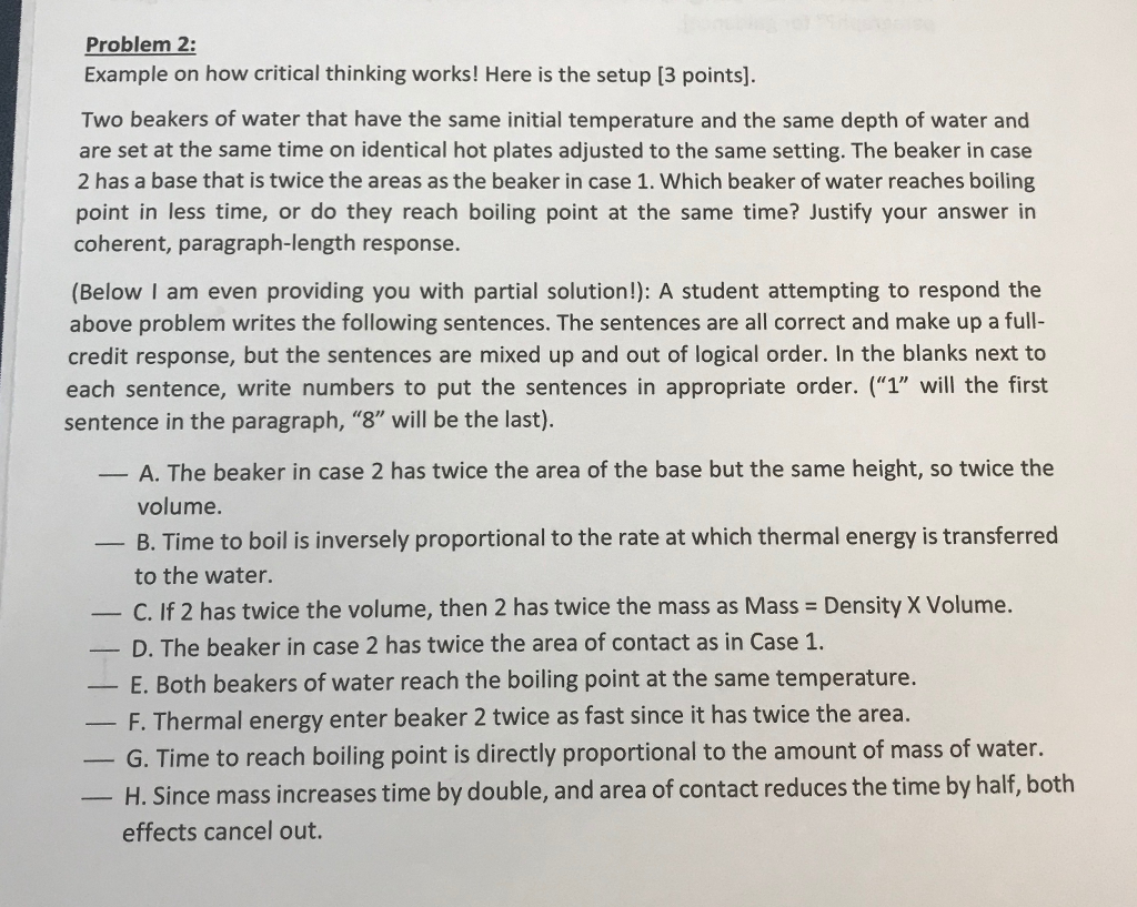 Solved Problem 2 Example on how critical thinking works!