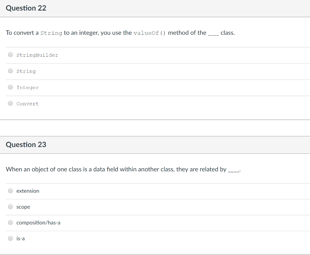 Solved Question 22 To convert a string to an integer, you | Chegg.com image.