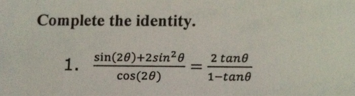 1 sin 2 theta identity