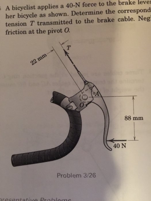 Solved A bicyclist applies a 40N force to the brake lever