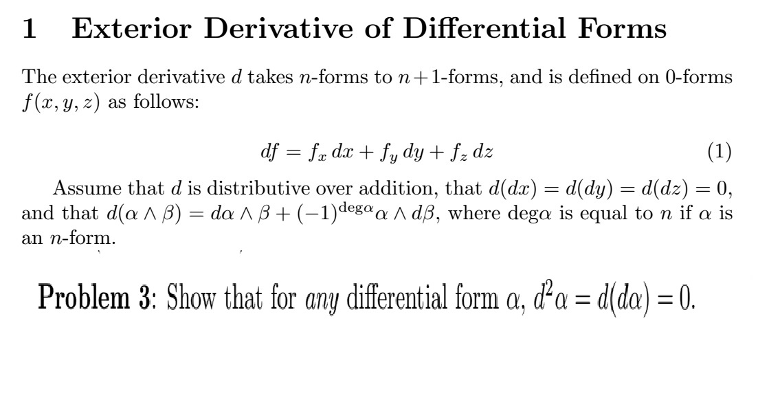 Solved Exterior Derivative of Differential Forms The