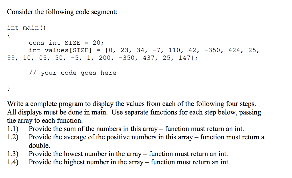 Solved Consider The Following Code Segment Int Main Cons