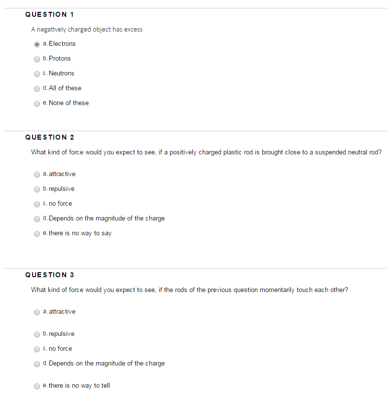 Solved QUESTION 1 A negatively charged object has excess a. | Chegg.com