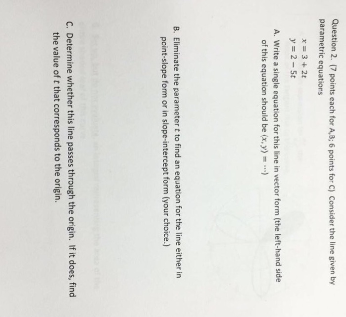 Solved Consider the line given by parametric equations x = | Chegg.com