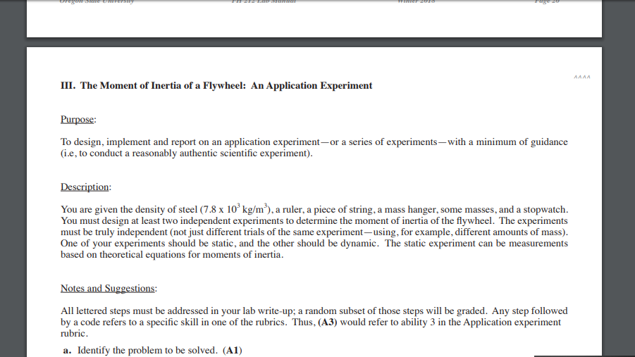 experiment to find moment of inertia of flywheel