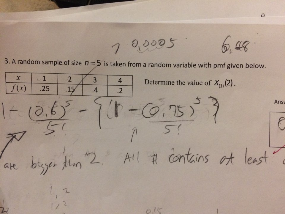 Solved 3. A random sample of size n5 is taken from a random | Chegg.com