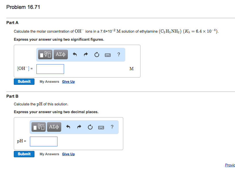 Solved Calculate The Molar Concentration Of Oh^- Ions In A 