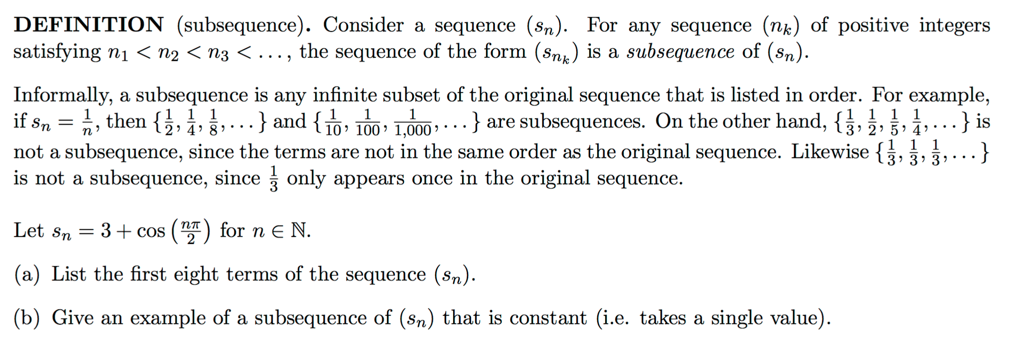 if for a sequence sn 2 3 n 1