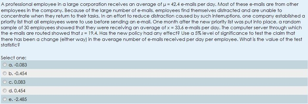 Solved A Professional Employee In A Large Corporation | Chegg.com