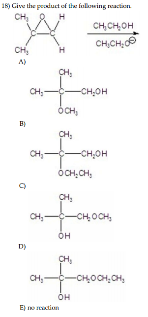 Solved 18) Give The Product Of The Following Reaction. Ch O 