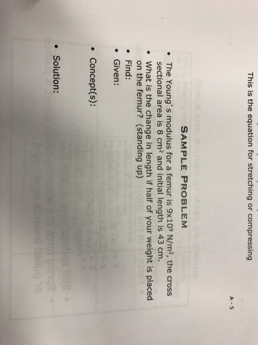 Solved The Young s Modulus For A Femur Is 9 Times 10 9 Chegg