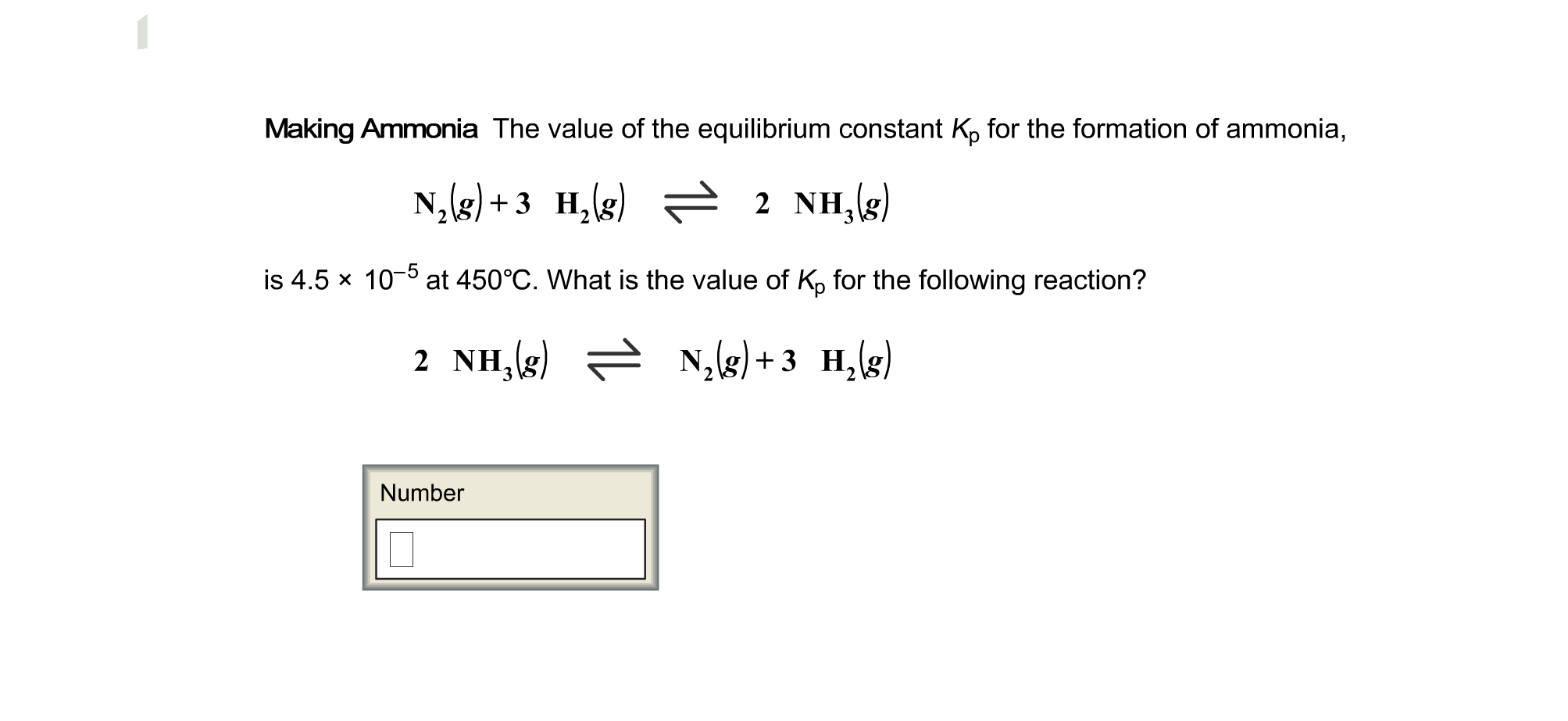 Solved Making Ammonia The Value Of The Equilibrium Constant | Chegg.com