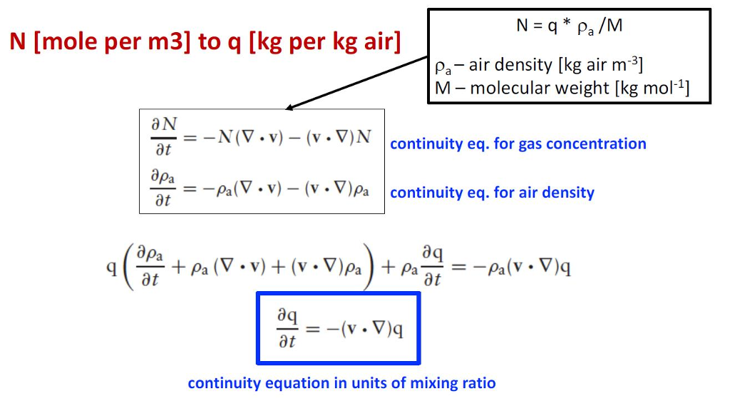 Solved Derive the continuity equation for a mixing ratio (q)