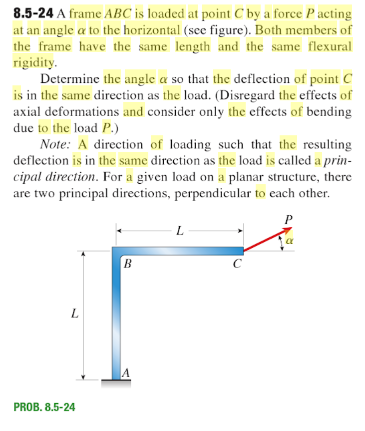 Solved 8.5 24 A frame ABC is loaded at point C by a force P