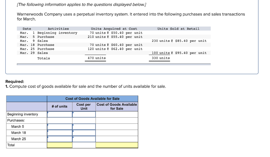 warnerwoods company uses a perpetual inventory system quizlet