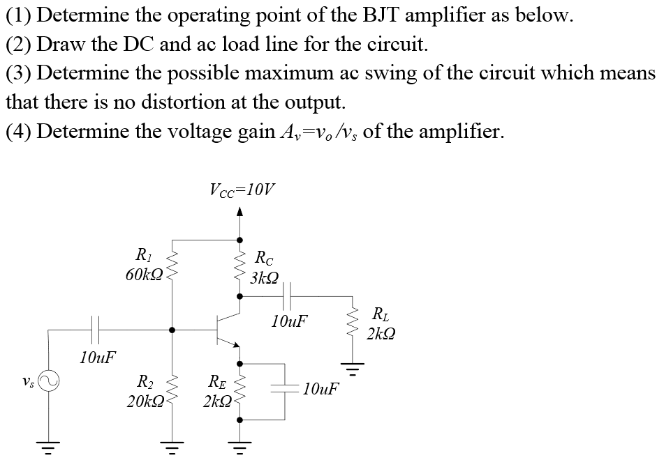 Solved (1) Determine the operating point of the BJT