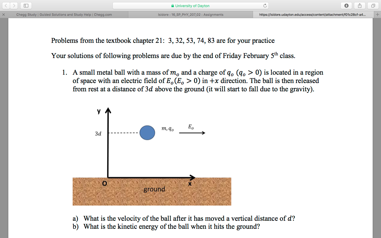 Solved A small metal ball with a mass of m_0 and a charge of