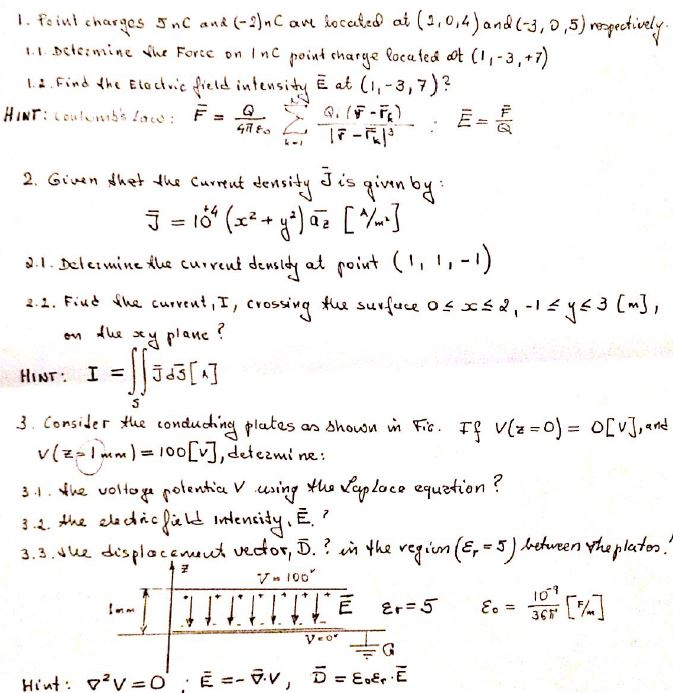 Solved Point charges nc and (2) nC located at (2, 0,