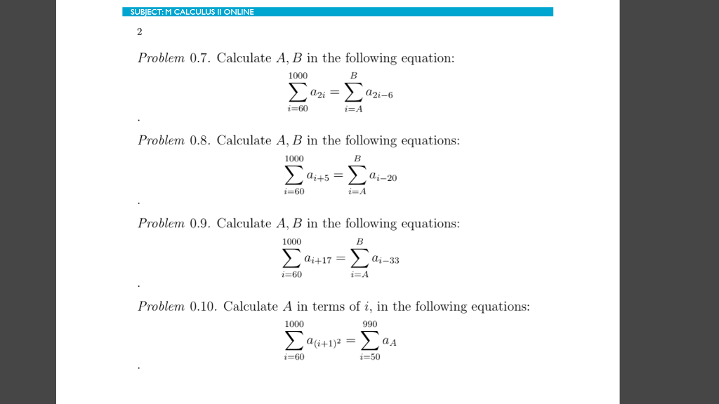 Solved Calculate A, B In The Following Equation: | Chegg.com