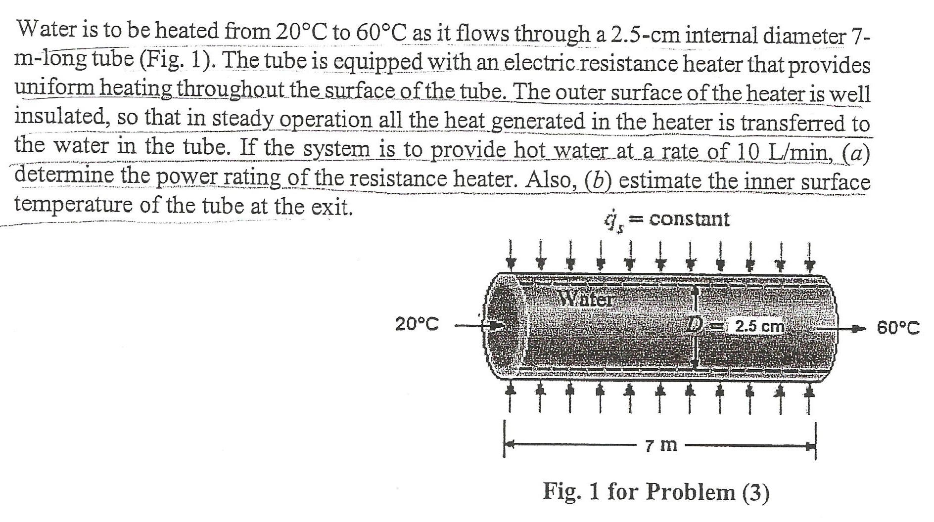 Solved Water is to be heated from 20oC to as it flows
